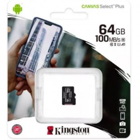 Card de Memorie MicroSD Kingston, 64GB, Select Plus, Clasa 10 UHS-I Performance, R: 100 MB/s